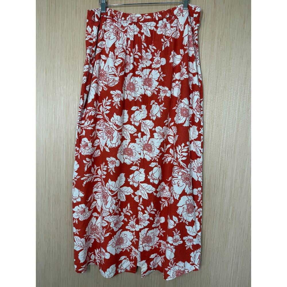 Old Navy High Waisted Linen Blend Floral Maxi Skirt Womens Size Large Tropical - Picture 5 of 11
